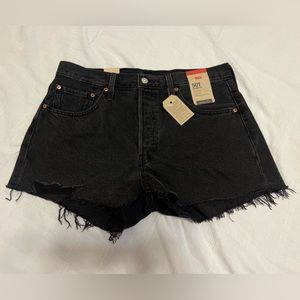 Levi’s. Womens. Distressed denim shorts. Black. Size 31. Brand new.